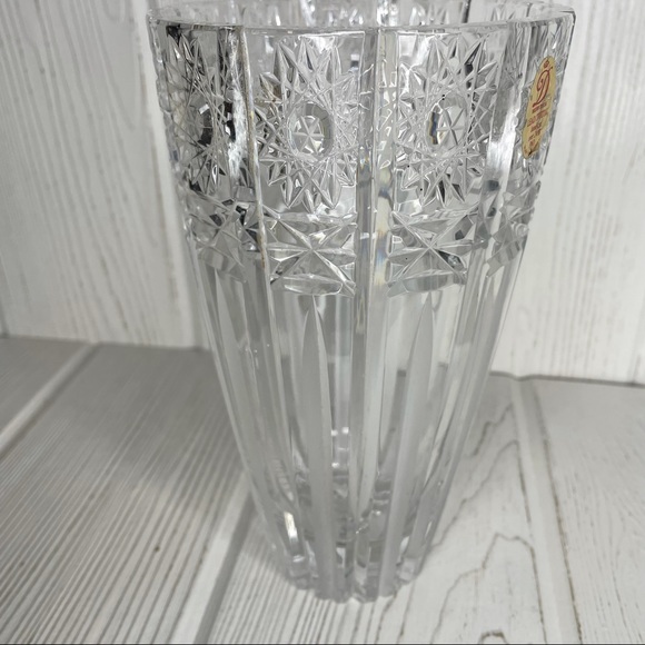 Dresden Accents Dresden Lead Crystal Vase Clear Frosted Hand Cut
